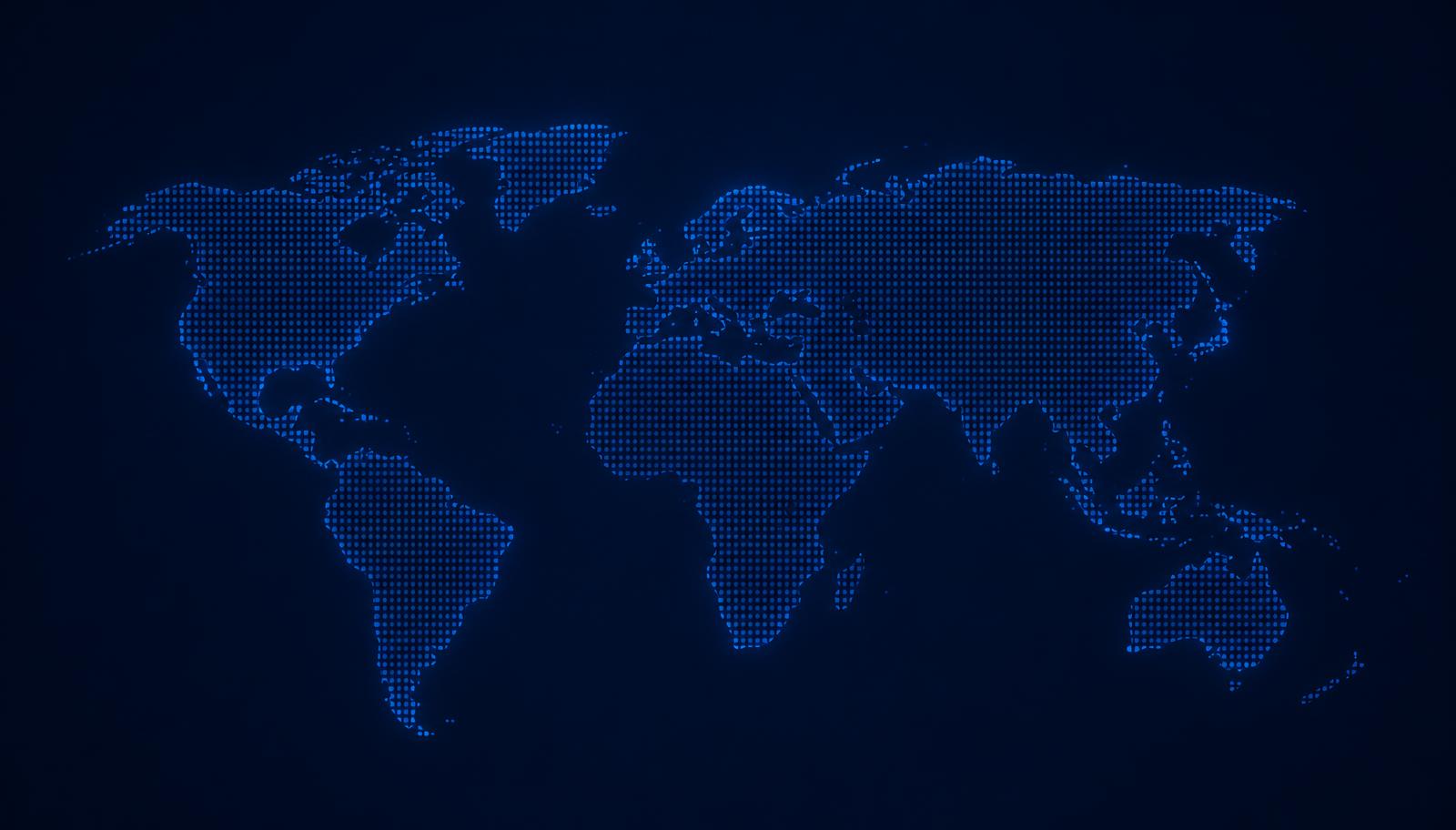 Dotted world map representing international operations